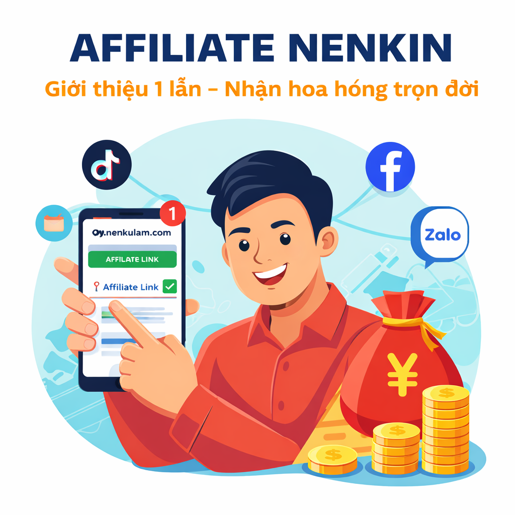AFFILIATE NENKIN – GIỚI THIỆU 1 LẦN, NHẬN HOA HỒNG TRỌN ĐỜI